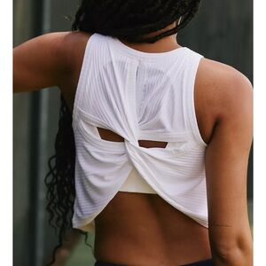 Free People Movement White Twist-Back Comeback Crop Tank
